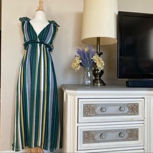 MAXI dress plunge V-neck tie straps sz medium